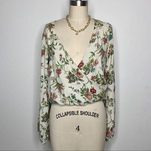 For Love and Lemons Wrap Poet Sleeve Blouse S